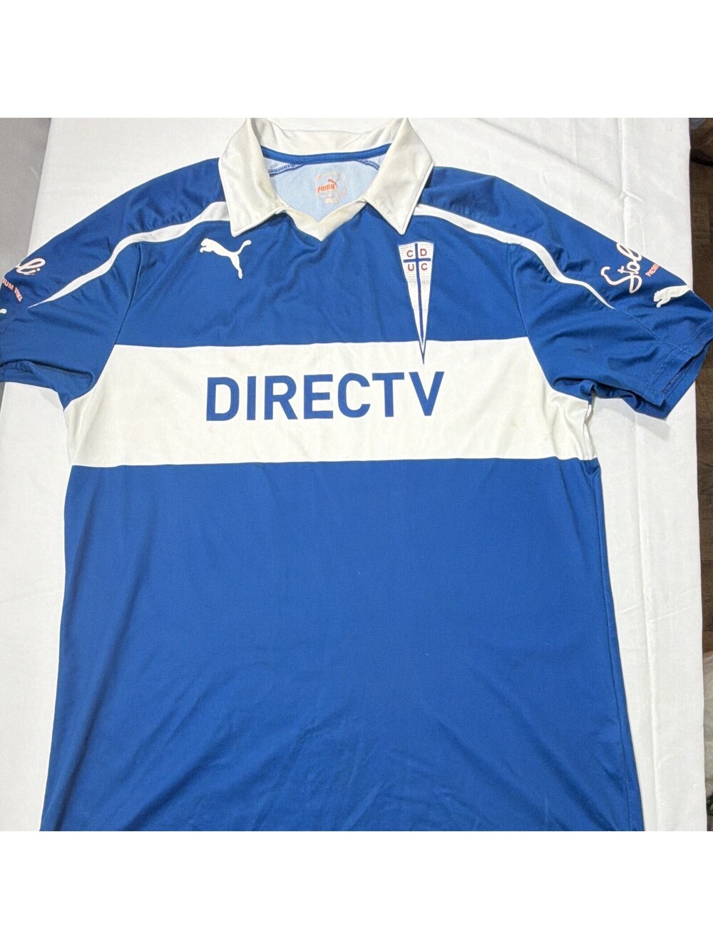 PUMA Universidad Católica Soccer Jersey Blue White DIRECTV Sponsor XL